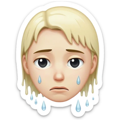 A wet person drained, and sad looking down, feeling like quitting sticker