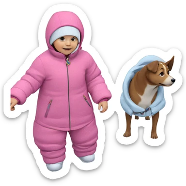 girl with dog in snow sticker