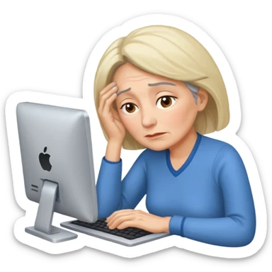 A 55-year-old woman really tired while she is working sticker