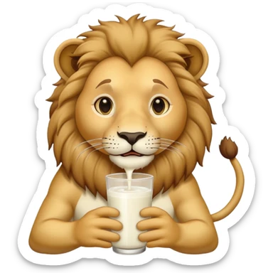 lion drinking milk sticker