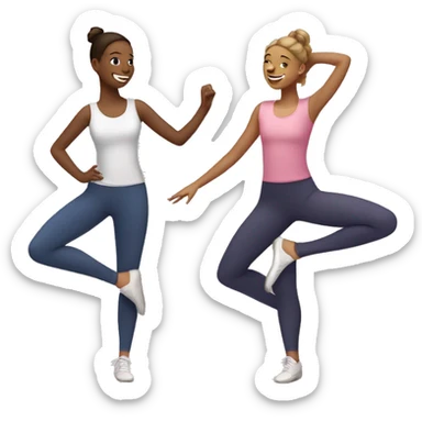 Two teenage girls chatting in a dance class while stretching sticker