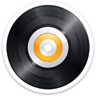 a black vinyl record with a all white blank center sticker