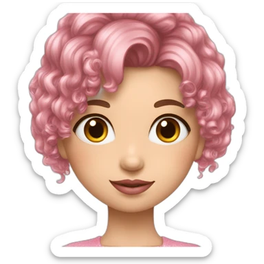 Fille cheveux longb leumarrine et rose avec des paillettes dans les yeux sticker