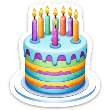 Psychedelic birthday cake sticker