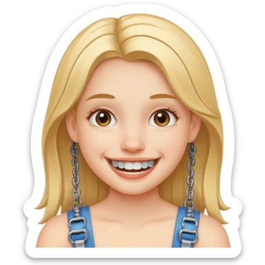 girl with metal braces  sticker