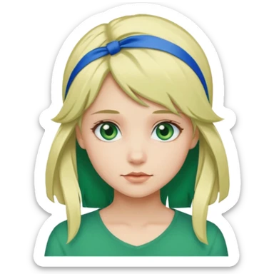 blonde girl with green color hair ribbon sticker