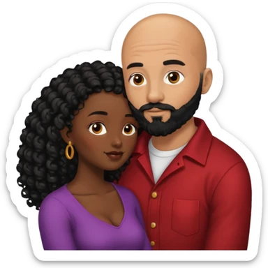 intimate moment between black couple bald man black beard long black curly hair woman  sticker