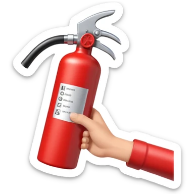 hand holding Fire extinguisher sticker