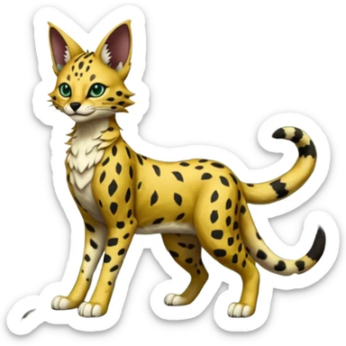 Epic complex detailed dark-hunter-green dark-brown realistic aesthetic-scenic-Fakémon-Sprigatito-Floragato-Meowscarada-Trico-Sergal-Serval-Vernid-creature (full body) sticker