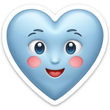 apple style emoji heart in soft muted blue, simple and light-hearted sticker