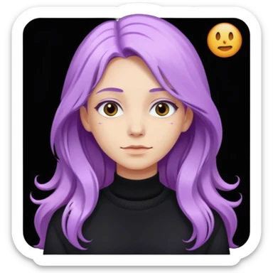 faz menos gótica mas com cabelo roxo claro comprido e camisola preto sticker