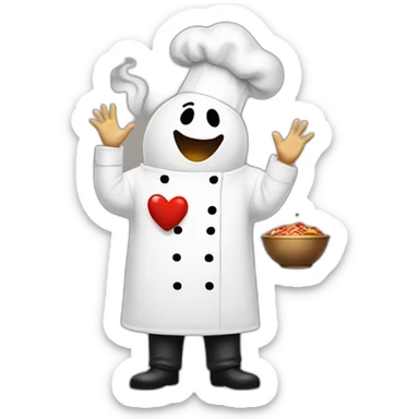 chef with a ghost body blowing a kiss with a heart sticker