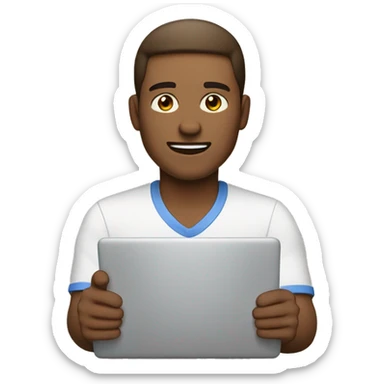 use the same image of the man working on laptop but lighten the skin tone to light brown sticker