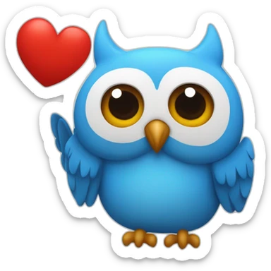 UN BUHO AZUL con una U roja en el pecho DANDO LAS GRACIAS sticker