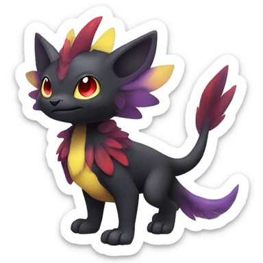 Cute cool dark black red purple yellow animal hybrid Fakemon full body sticker