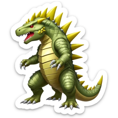 Shiny Exotic Colorful Tyranitar-Haxorus-Fakémon-hybrid-creature (full body)  sticker