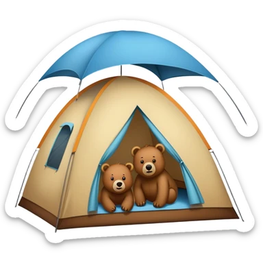 a tent with girls inside a bear outside  sticker