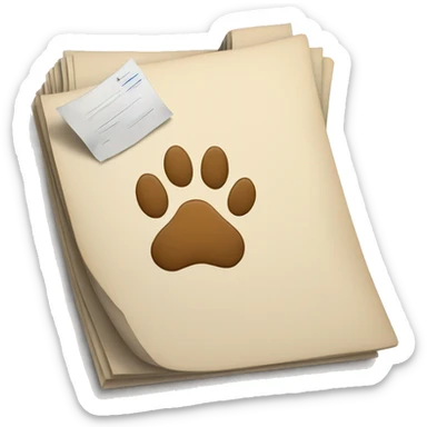 a folder of documents with a dog's paw print on it sticker