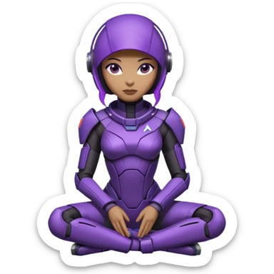 cute Tali'zorah from Mass Effect, full suit, purple visor, sitting pose sticker