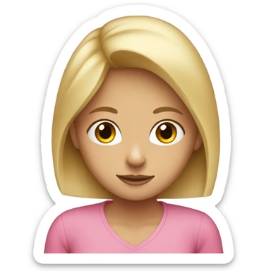 A blonde girl wearing a a pink shirt sticker