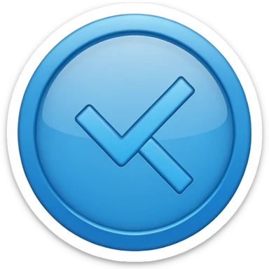 A check mark in a completely blue circle like a max sticker