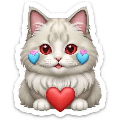 Full body ragdoll Cat with love heart eyes and mouth open sticker
