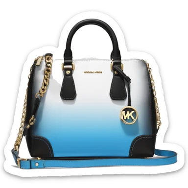Realistic isolated white,sky blue,and black ombre Michael Kors satchel purse.  sticker
