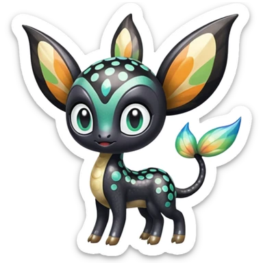 Colorful Exotic Striped Spotted Dotted dusted Glossy Shiny Meloetta-Vernid-Trico-Toothless-Kirby-Fakémon-creature-hybrid sticker