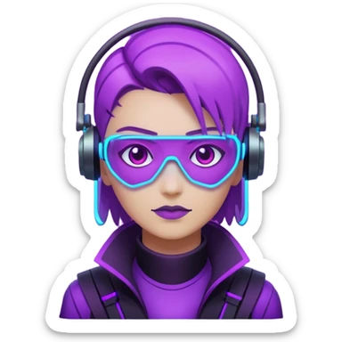 neutre gender neon cyberpunk light purple  sticker