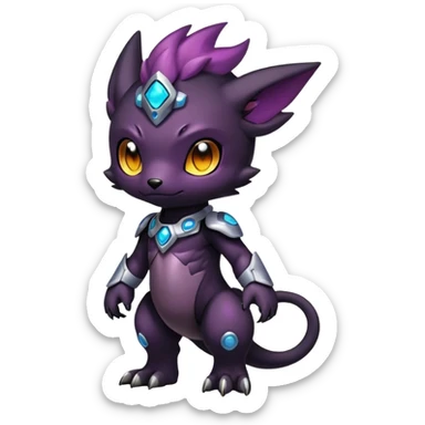 Cute cool colorful dark nebula Digimon-animal-hybrid full body sticker