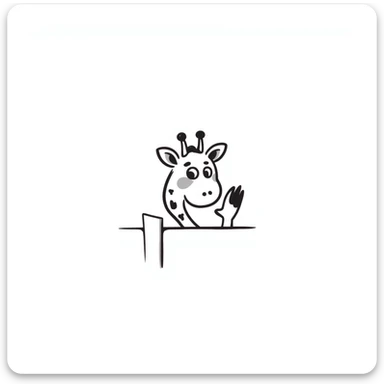 A timid giraffe peeking slightly from the side of the emoji frame, with one hoof shyly waving. Big, nervous eyes, a small smile, and exaggerated blush marks. Cute and awkward—great for lurkers saying 'hi' sticker