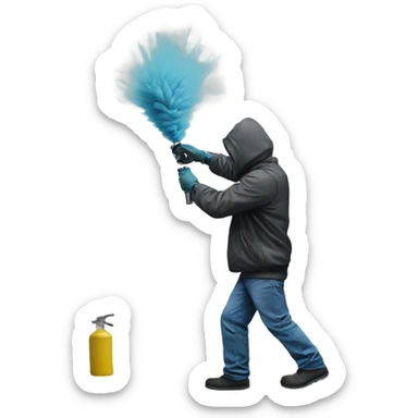 Man spraying graffiti sticker