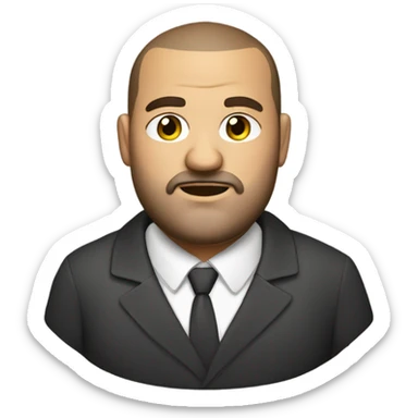 overweight italian business man, with brown buzz cut and a stubbled beard. sticker