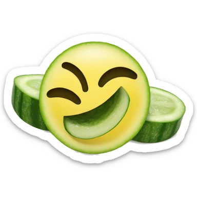 Yellow smiley face with cucumber slices on eye lids sticker