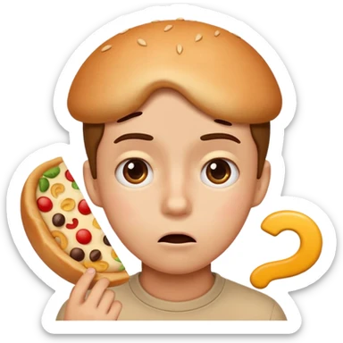Draw an emoji where a person thinks with a question mark in front of the food sticker