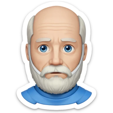 Older man with a full beard, a hard neck brace, and blue eyes. sticker