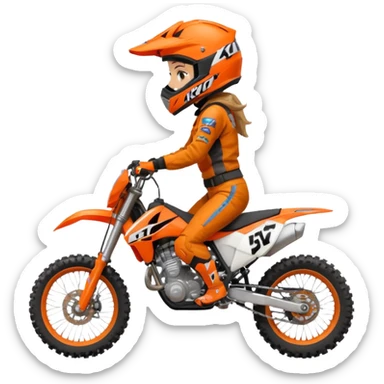 Motocross ktm orange dirt bike with 5”1’ girl on it sticker