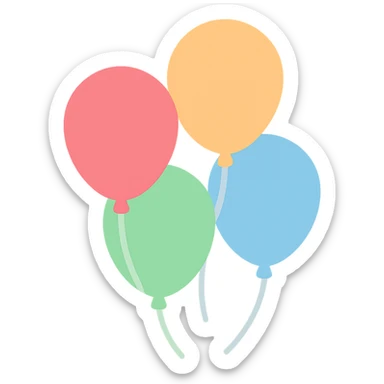 a bunch of colorful balloons, simple and cheerful sticker