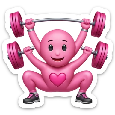 Loveheart with smiley face squatting with weights sticker