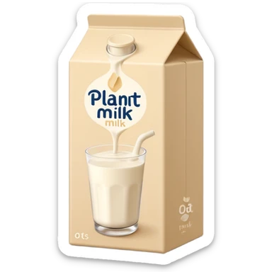 closed plant milk box, carton style, soft beige, minimalist, upright, fold-top or screw cap, subtle oat motif, no glass or branding, soft lighting, emoji scale sticker