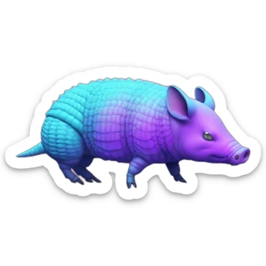 Vaporwave spotted cyan purple gradient pig armadillo cow centipede insect sticker