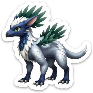 Shiny Black Grey White and Dark-Green Trico-Nargacuga-Silvally-Absol-fusion (full body) sticker