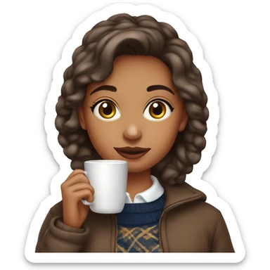 Preppy girl drinking hot coco sticker
