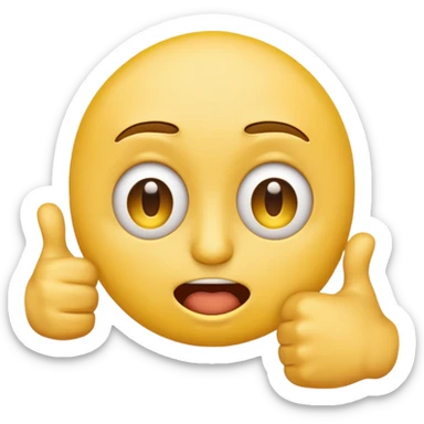 Original yellow Emoji face stressed out with one eye quivering half open and a thumbs up sticking out sticker