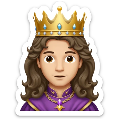 Princes with long glam curled hair, dark brown eyes, light skin tone.  sticker