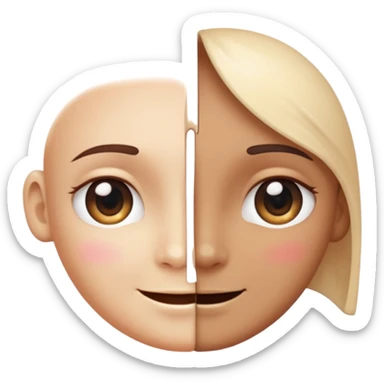 A face split diagonally: one half smiling, the other half with a tear. Soft gradient colors to show transition between emotions. Slight sparkle accent to suggest depth and nuance. sticker