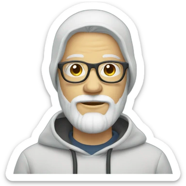 White bearded man with hoodie and eyeglasses sticker