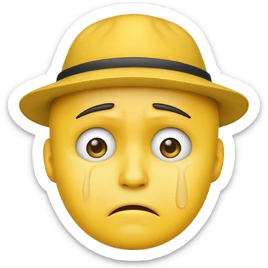 A emoji cry with a hat sticker