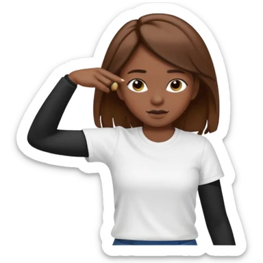 Can you make a straight black brown haired girl dab. Dabbing is like quickly dropping your head into your arm while raising the other arm out to the side. It's a simple dance move.  sticker