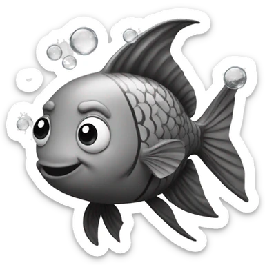 fish and bubbles  same but in blackand white sticker